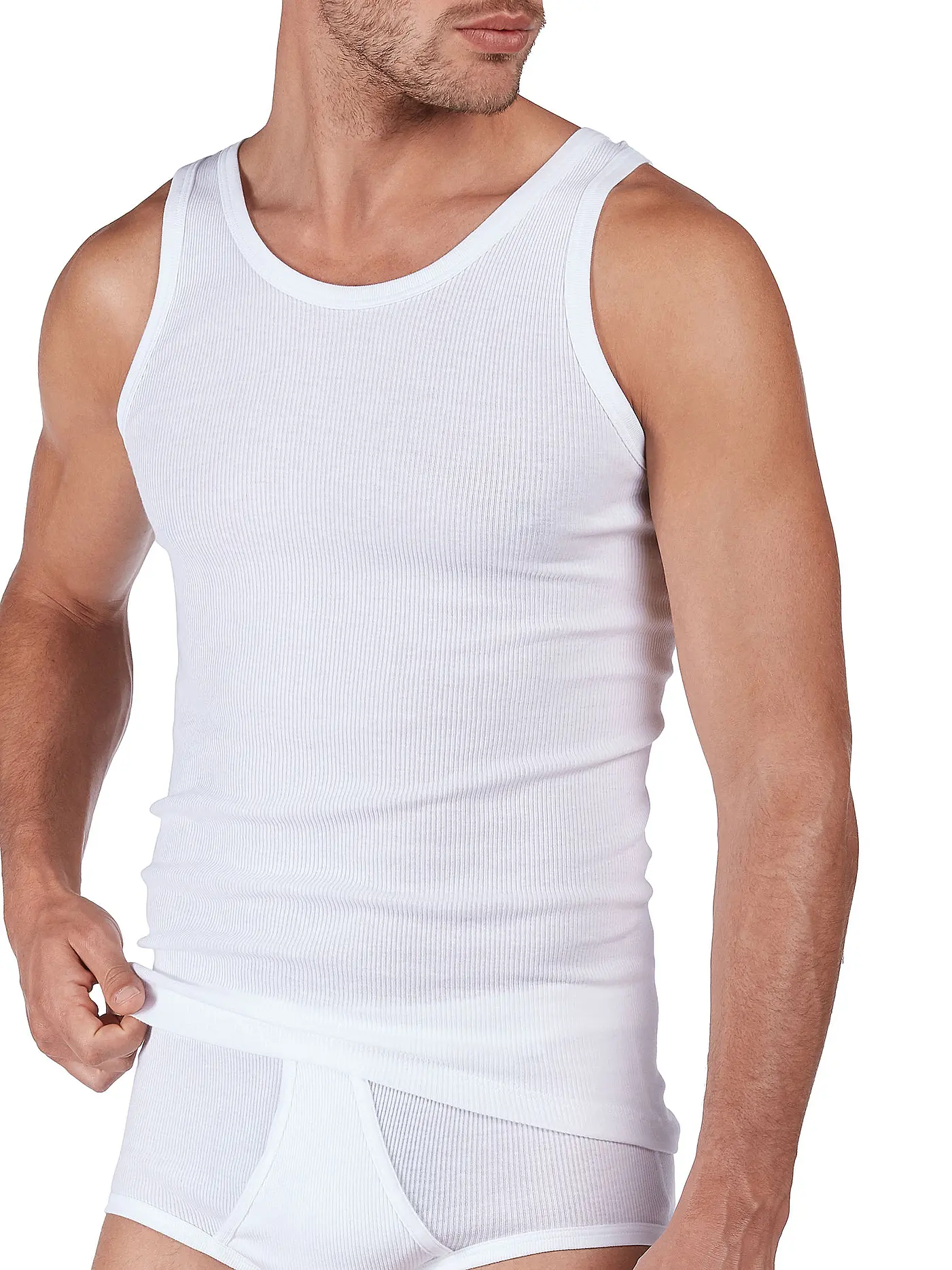 HUBER | Trägershirt - Unterhemd  "De Luxe" (Weiß) | 